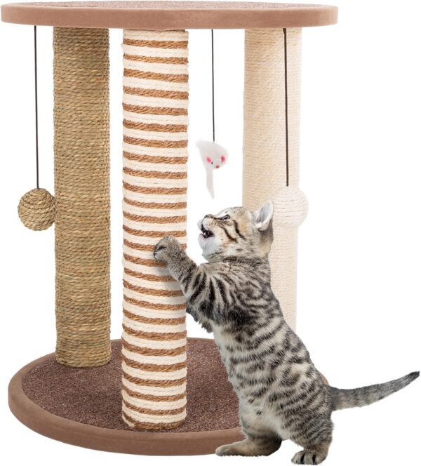 Carpeted Scratching Post with Perch for Indoor Cats